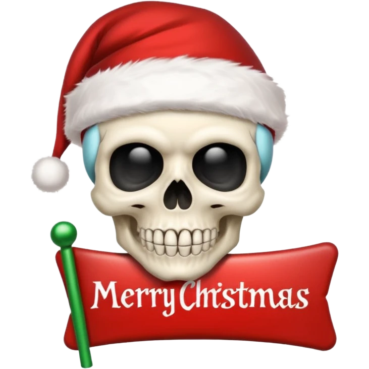 Skull ,MERRY CHRISTMAS Sign emoji