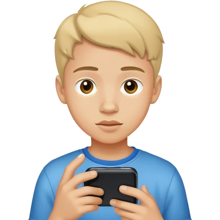 Teenager boy using the cell phone ￼ emoji