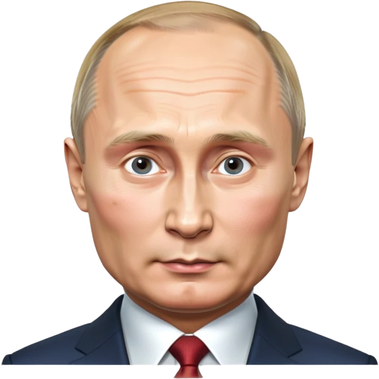 Vladimir Putin, ultra-high detail, 4K photo realism, round face, lifelike skin and facial features, polished finish, cool expression, clean background emoji