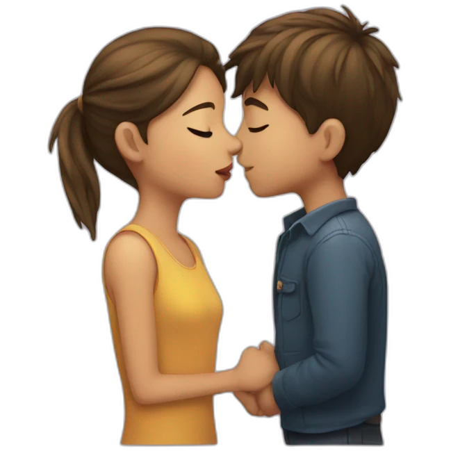 A girl kissing a boy emoji