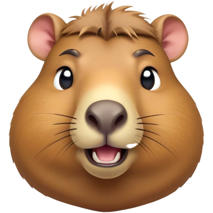 Cinematic Comical Capybara Portrait Emoji, Head tilted dramatically with an exaggeratedly shocked expression, featuring a robust, rotund build and a distinct capybara head with a broad snout and small ears, with wide, comically expressive eyes full of humorous disbelief, Simplified yet hilariously expressive features, highly detailed, glowing with a slightly sassy natural glow, high shine, dramatic yet playful, stylized with an air of quirky charm, soft glowing outline, capturing the essence of a meme-worthy capybara that looks ready to side-eye its way into viral fame! emoji