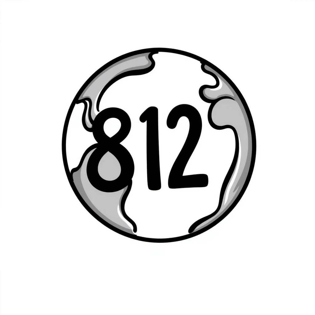 Earth globe with continents shaped like 812 and large, prominent "812" text label on the globe emoji