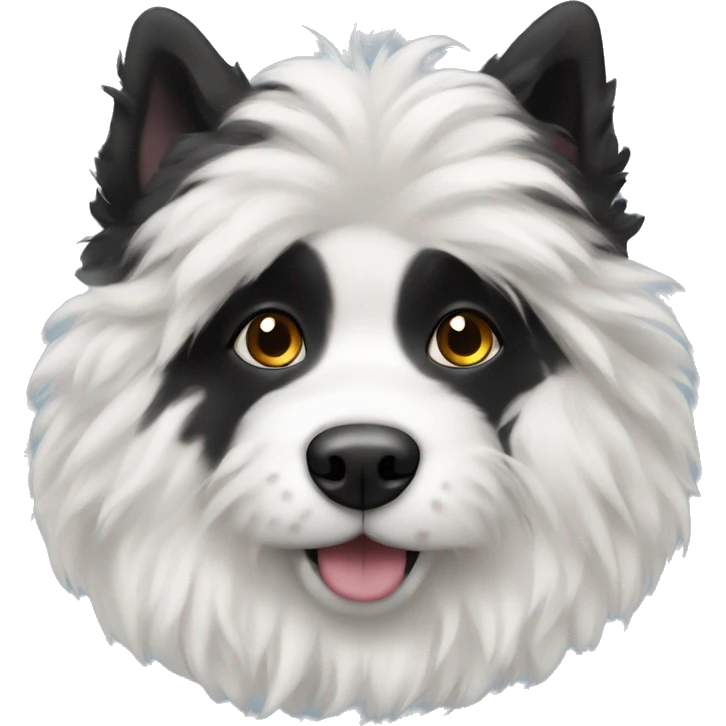 Fluffy black and white dog emoji