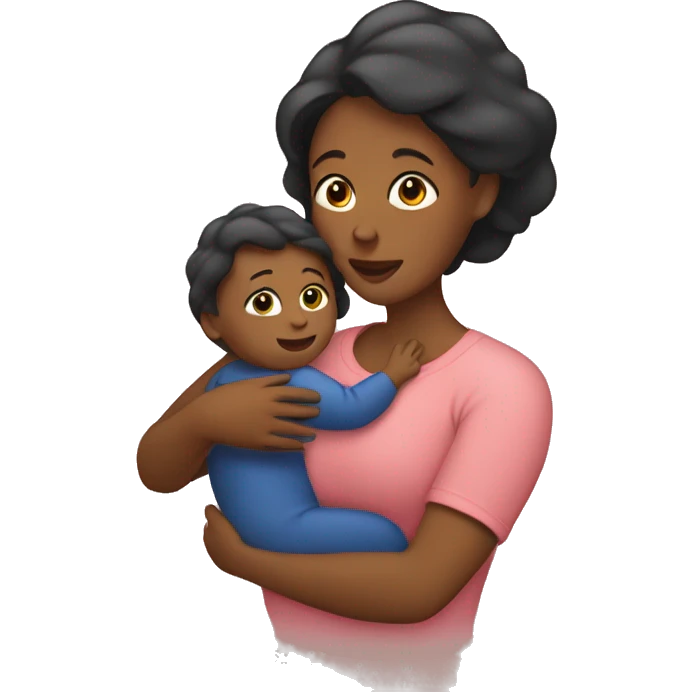 Mom holds the baby in her arms facing each other emoji