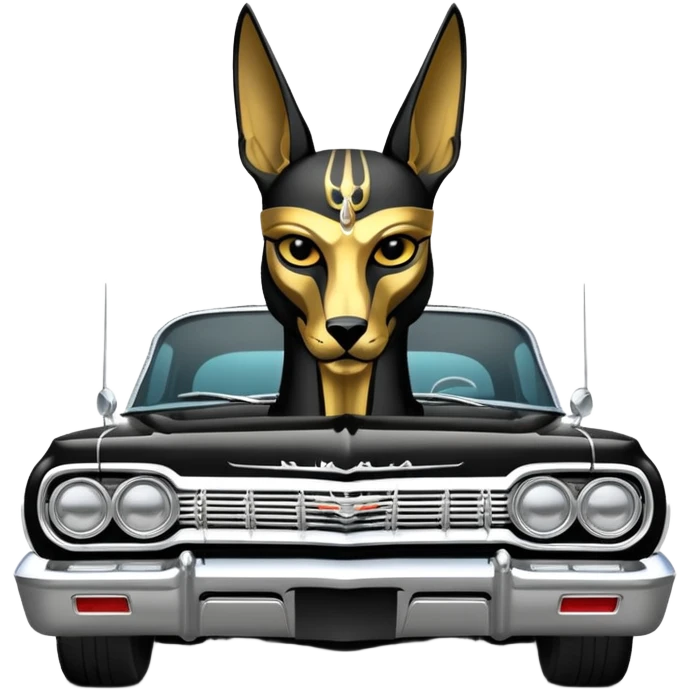 Hot rod custom 1964 impala low rider four door Anubis painted on the hood  emoji