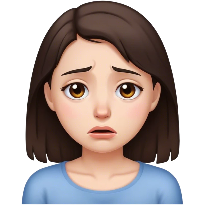 Sad and crying brunette girl emoji