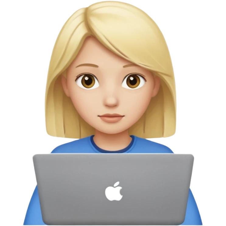 студентка блондинка з ноутбуком emoji