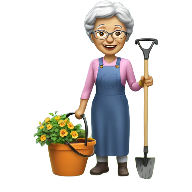 3d hyper realistic senior woman gardening  emoji