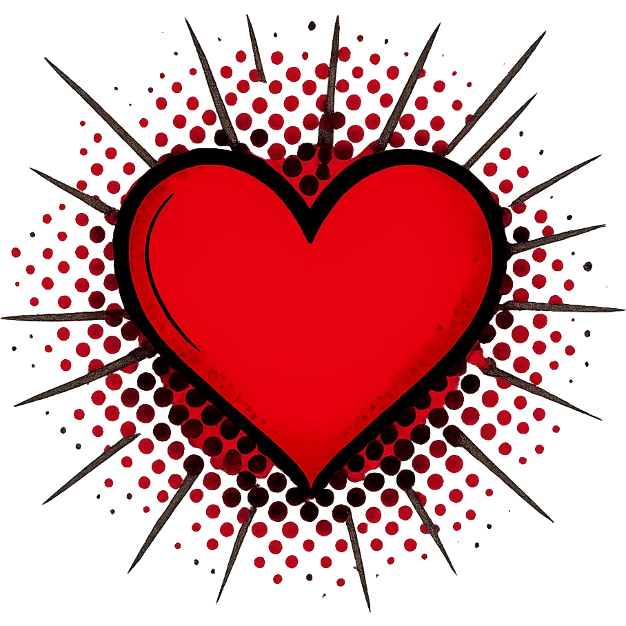 heart with a dynamic comic book halftone emoji