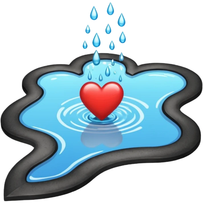 Puddle shaped like a heart emoji
