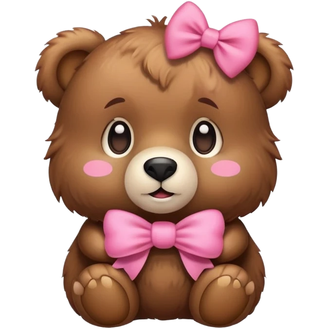 Cute basic bear emoji but with a cute bow on its head emoji