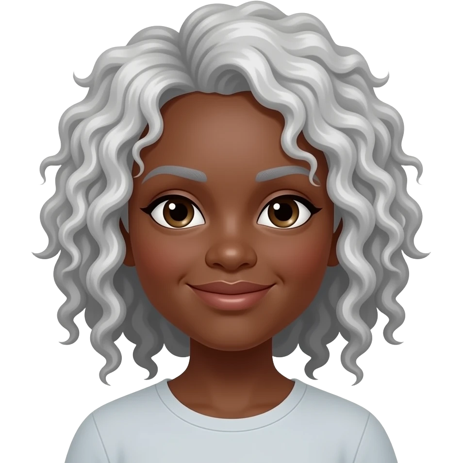 Black woman with salt and pepper Afro emoji