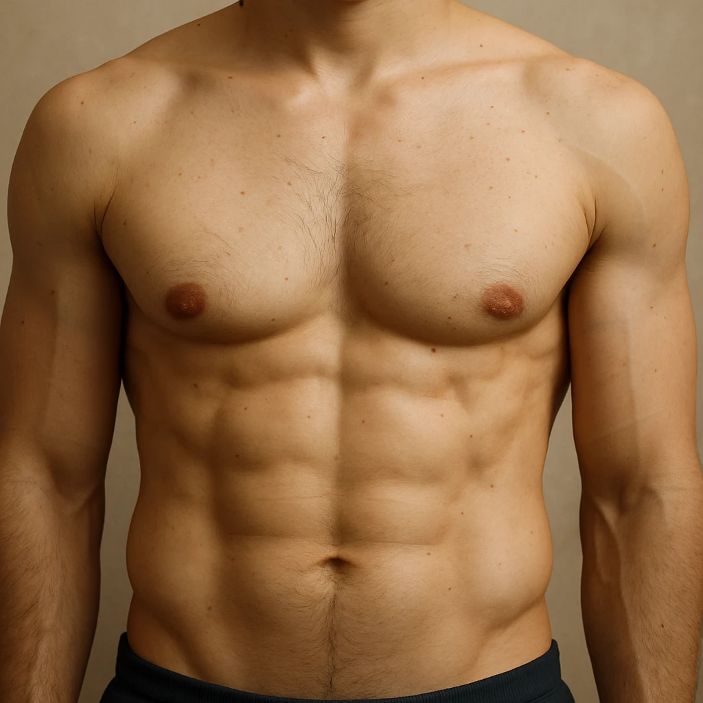 realistic male torso point of view, detailed and lifelike emoji