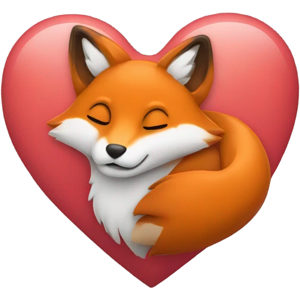 Heart with fox inside emoji