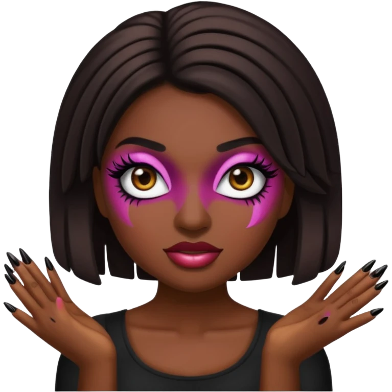 Baddie emoji with fake lashes and nails emoji