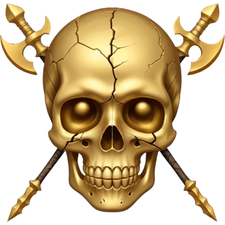broken gold skull by a spear emoji