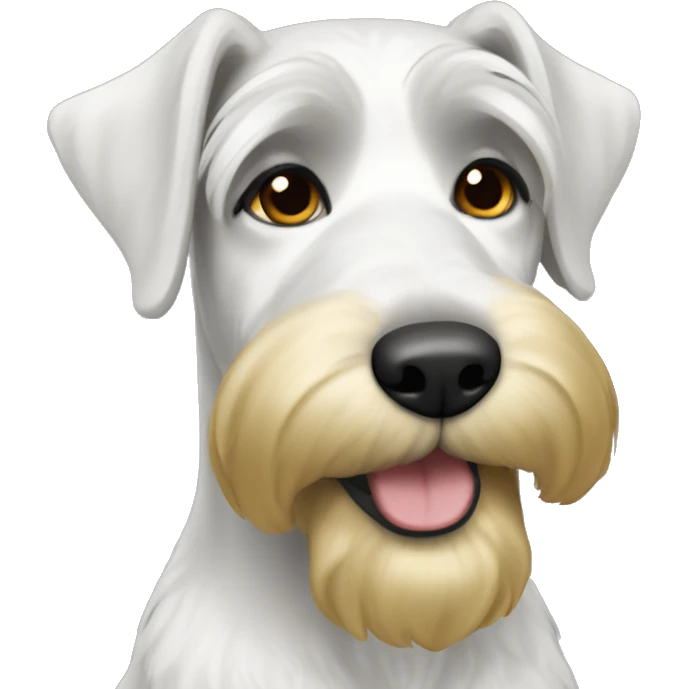 White with light gray and gold mustache Schnauzeremoji emoji
