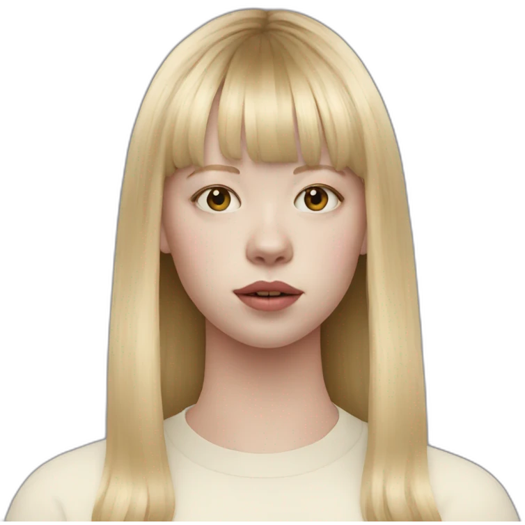 blonde Mia Goth with bangs emoji