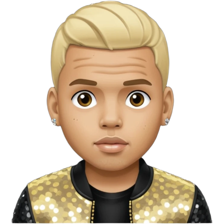 Chris Brown with blonde hair, black sequin outfit emoji