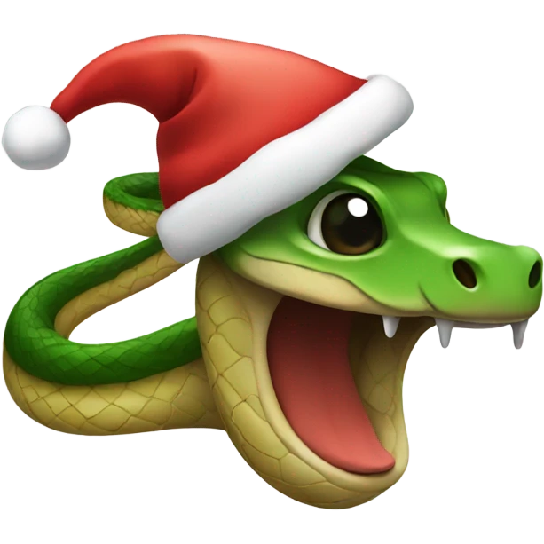 Snake with a Santa hat emoji