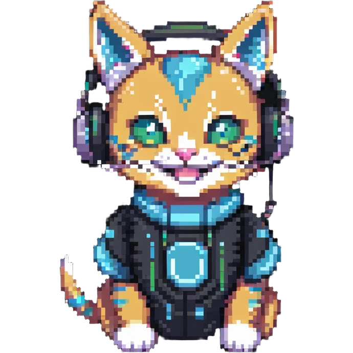 a smiling cybercat wearing headphones emoji
