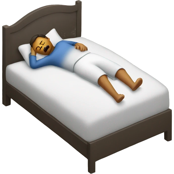 Man sleeping on bed with alarm ringing emoji