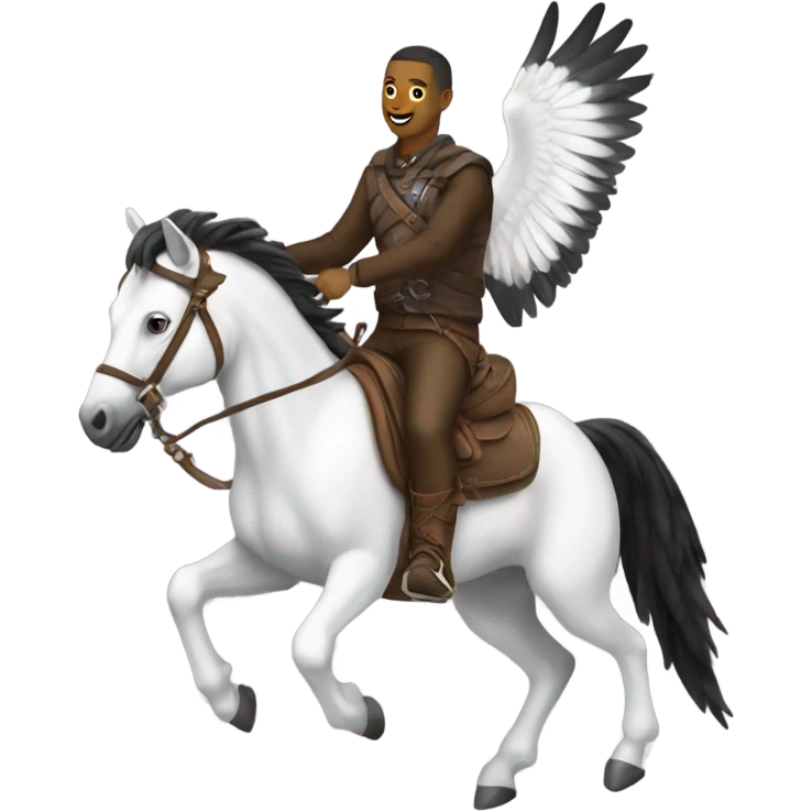 Me riding on flying hawk’s  emoji