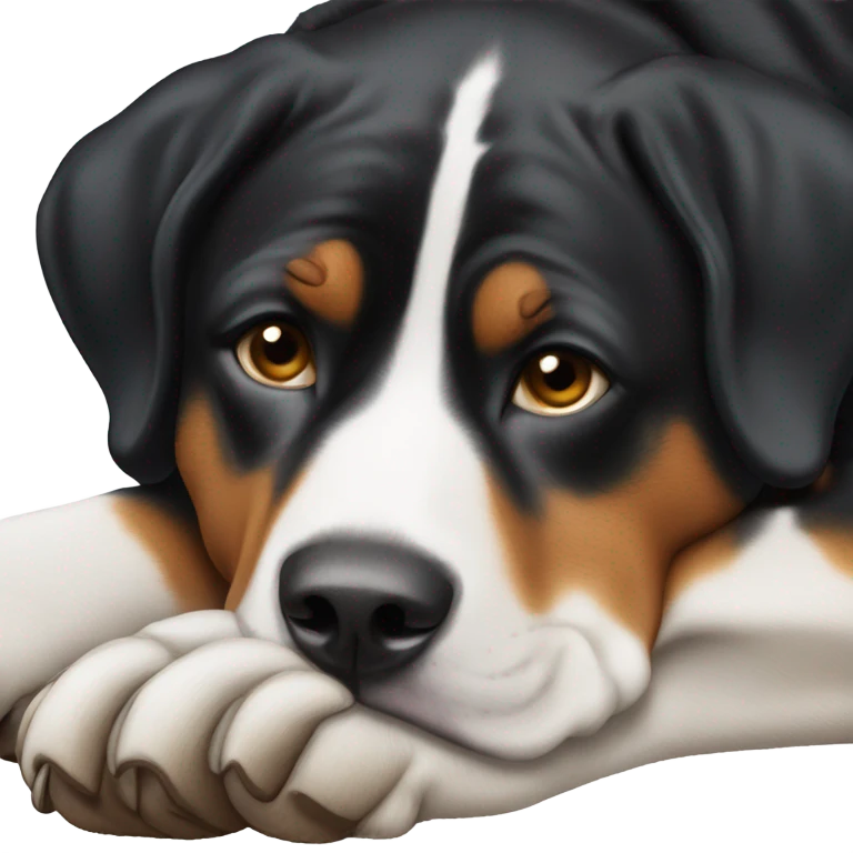 Swiss mountain dog laying on side emoji