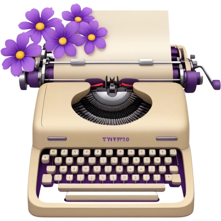 beige typewriter and flowers emoji