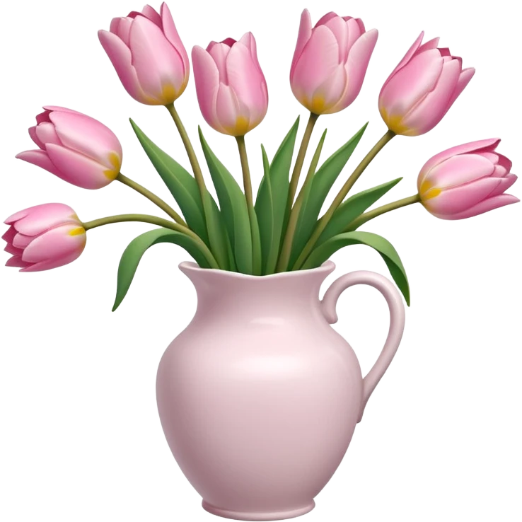 Light pink tulips in white vase emoji