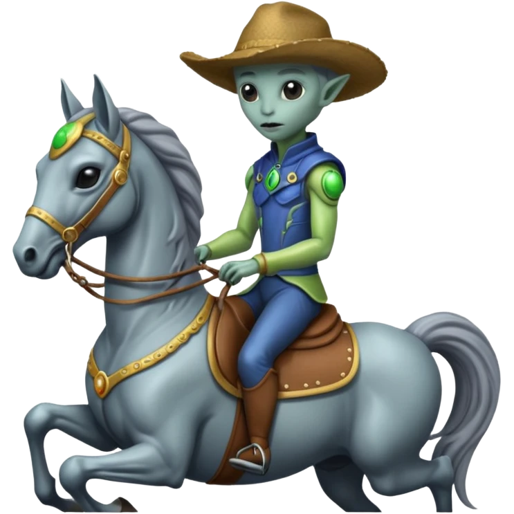 Alien on horse, close up emoji