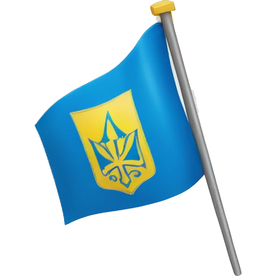 Blue flag with yellow Ukrainian trident in the middle emoji