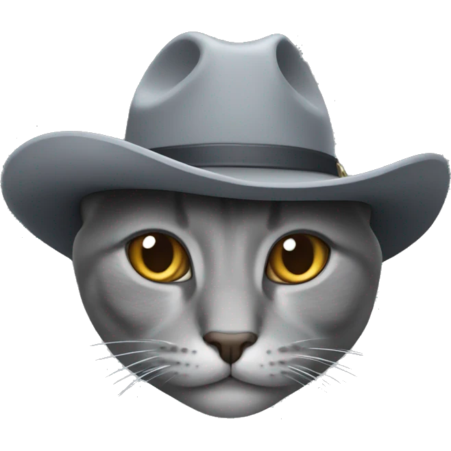 Grey cat with a cowboy hat emoji