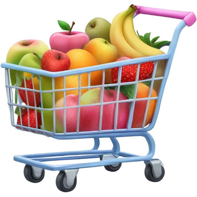 cute pink grocery cart with fruit emoji