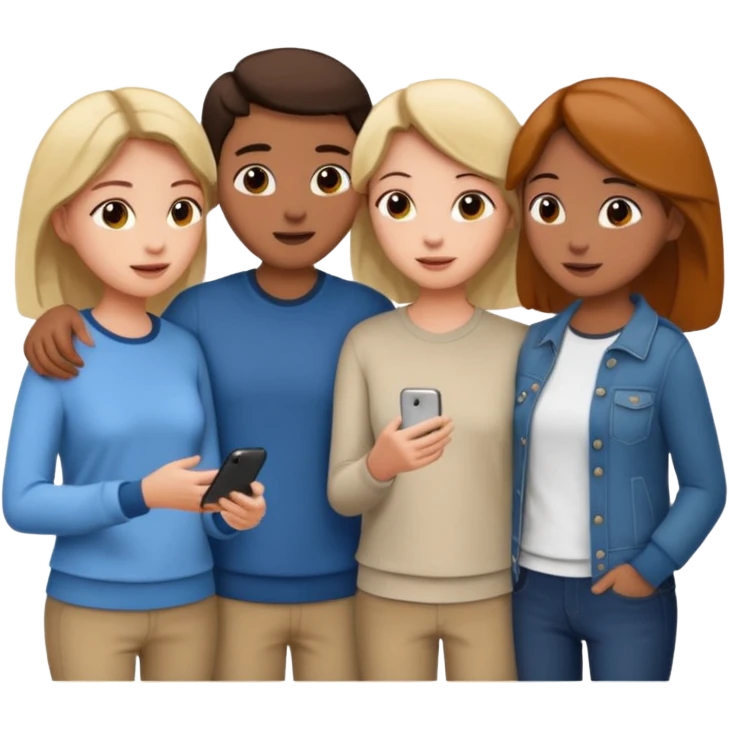 Three friends talking and looking each other, please keep 4th wall. emoji