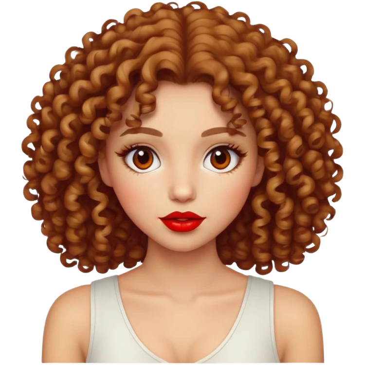 Curly hair gipsy girl with red lips emoji