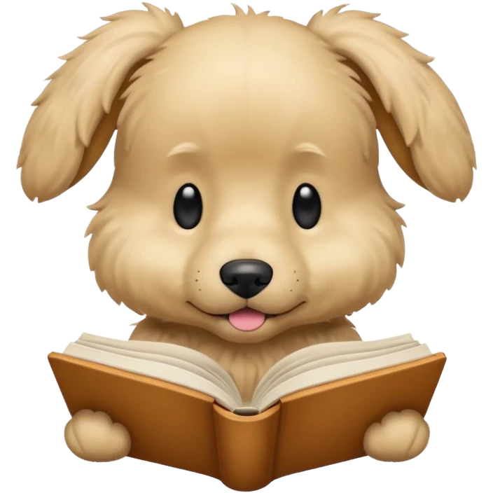 Beige dog reading emoji