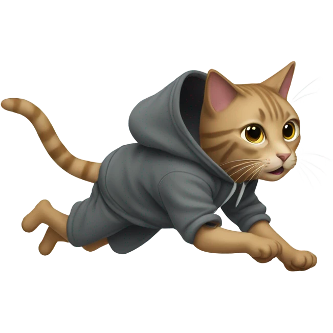 Cat wearing a hoody running  emoji