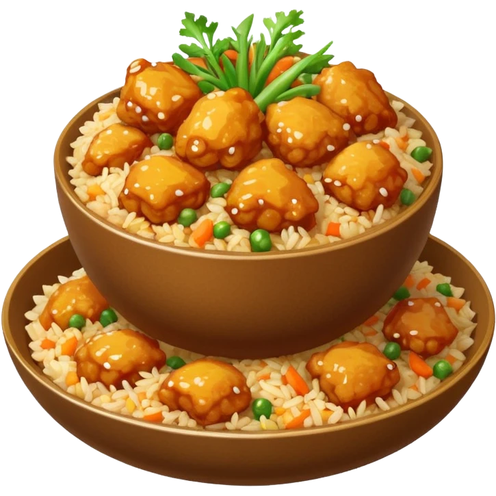 Orange chicken and fried rice emoji