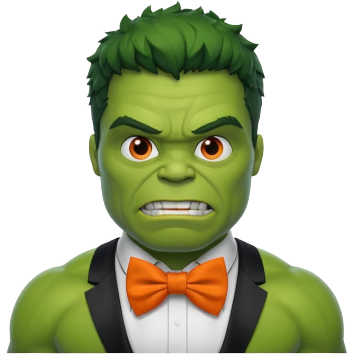 a Hulk with organe bow tie emoji