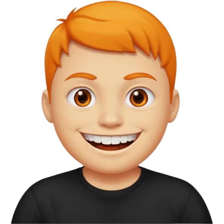 A round Orange face, with sharp teeth smiling  emoji