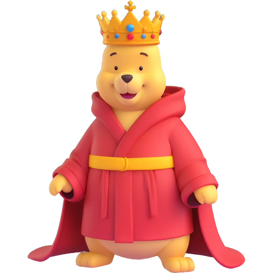 Winnie the Pooh depicted as an emperor emoji