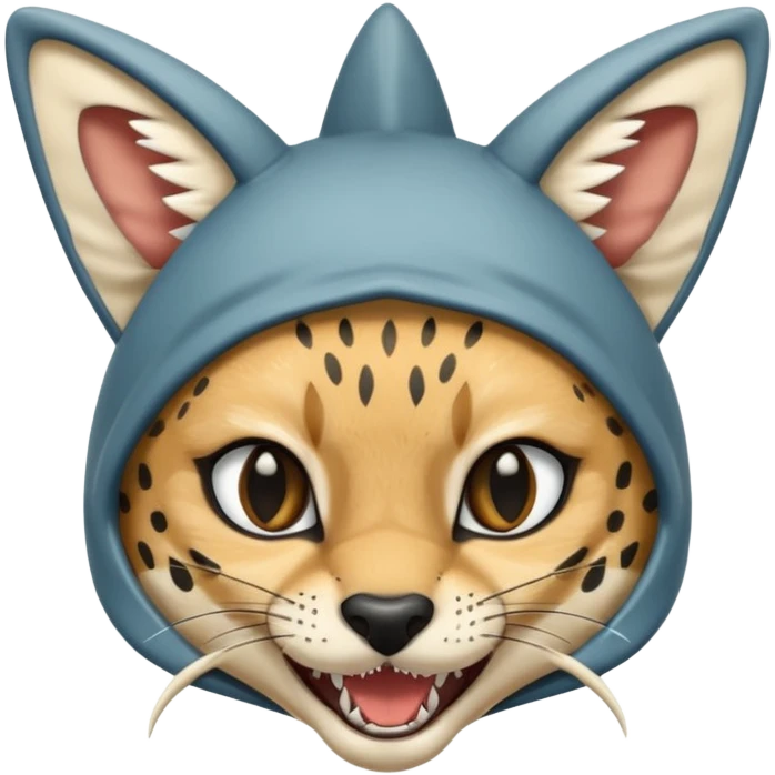 Wearing shark hood serval meme eye wink emoji