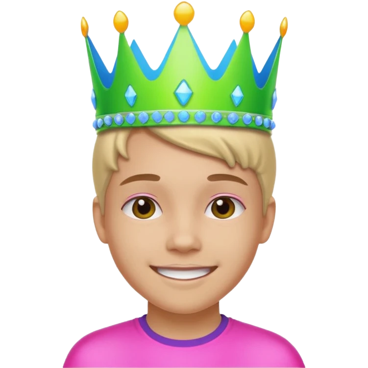 A stylish teen wearing a neon plastic crown for fun. emoji