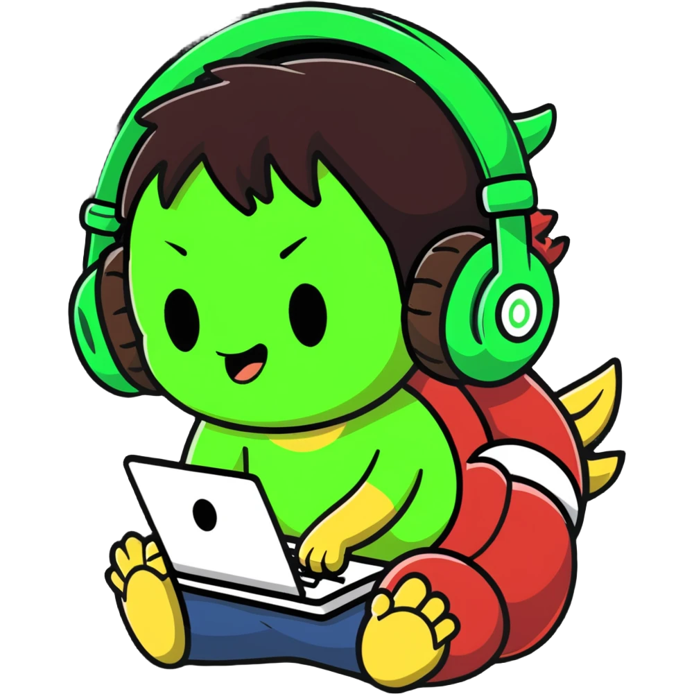 Green Luffy and green Alastor listening to music together emoji