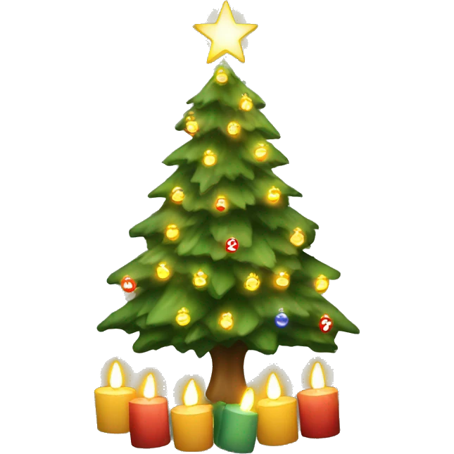 Christmas tree with lights and candles  emoji