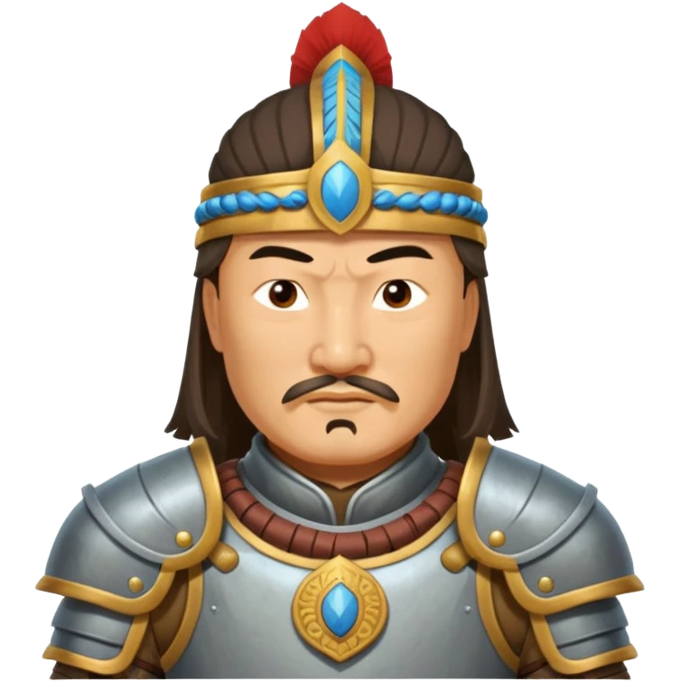 portrait of Genghis Khan in armor rotated 45 degrees to the right emoji
