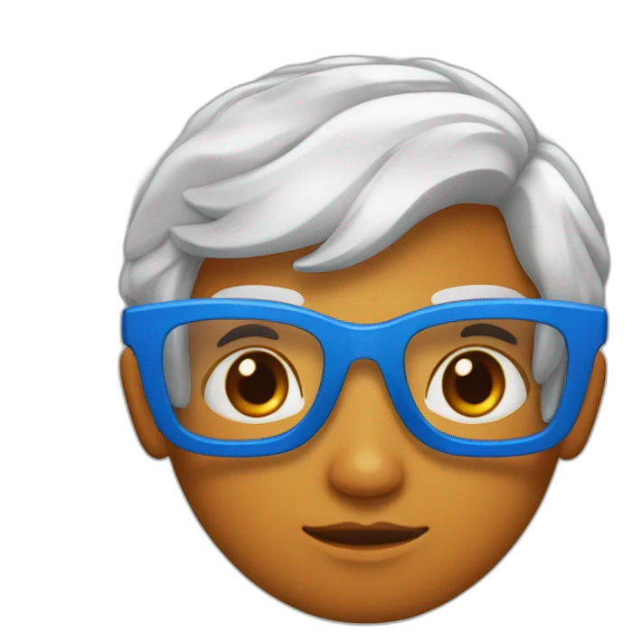cheveux-orange-yeux-bleus-peaux-blanche lunettes emoji