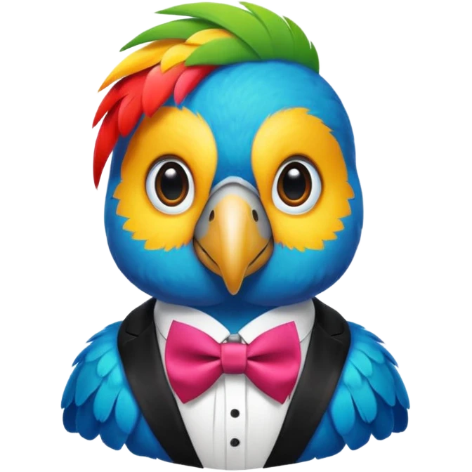 parrot wears bow tie emoji