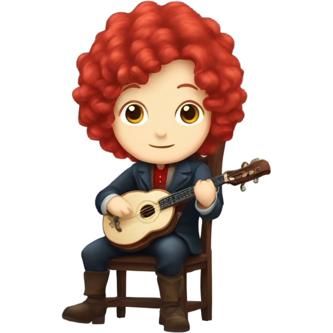 Antonio Vivaldi Red wig older chibi sitting chair banjo emoji